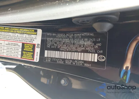 2020 Lexus Es 350 F Sport from USA, damaged, VIN 58AGZ1B17LU077997